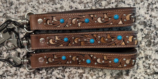 Brown Hide & Stud Keychain