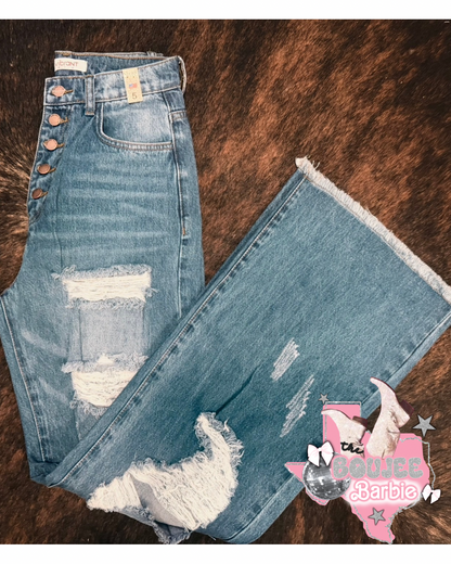 Distressed Wide Leg Jeans