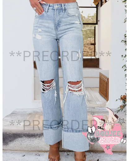 Distressed Cuff Jeans